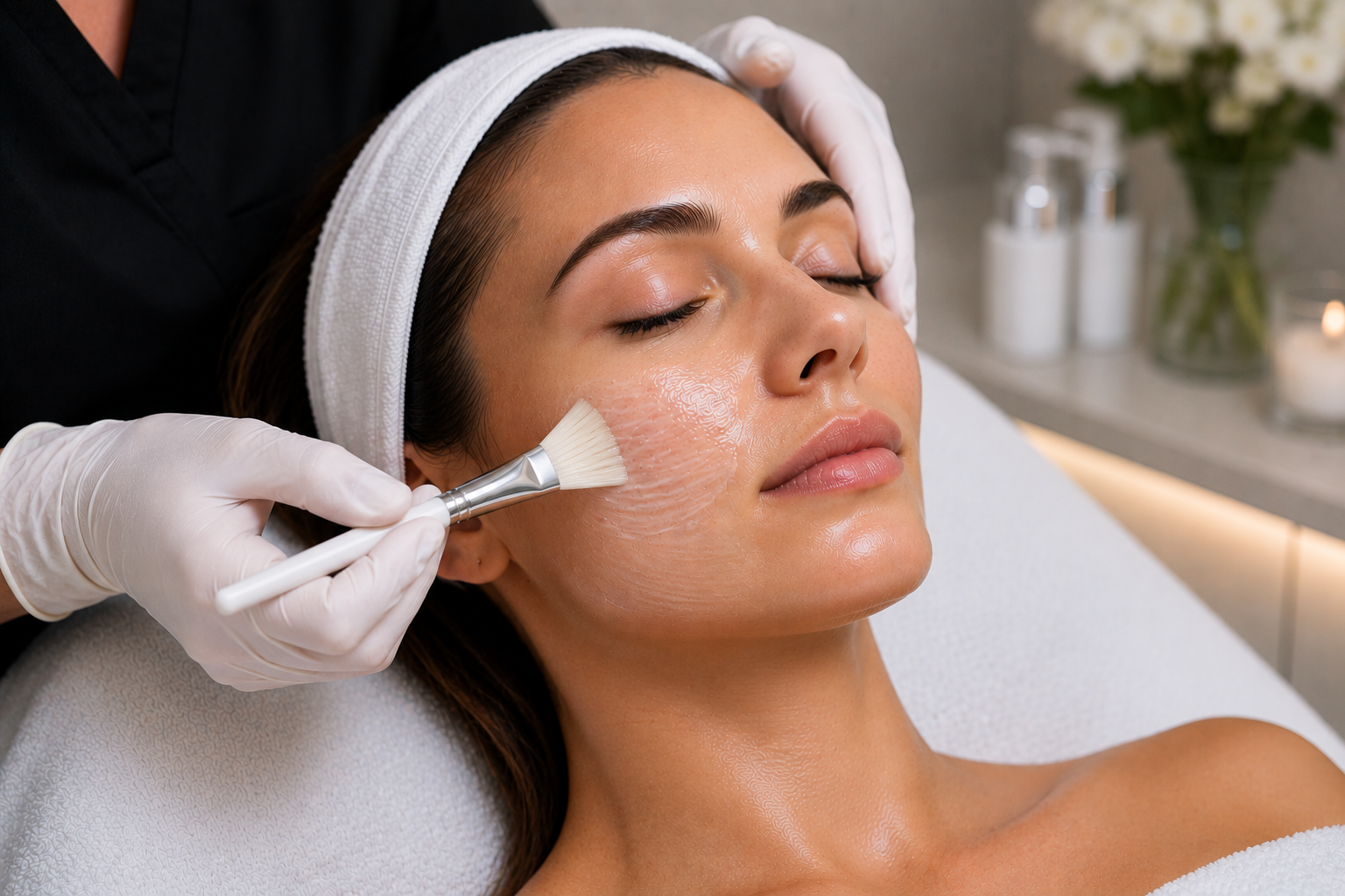 Woman receiving an advanced specialist facial at MC Aesthetics in George