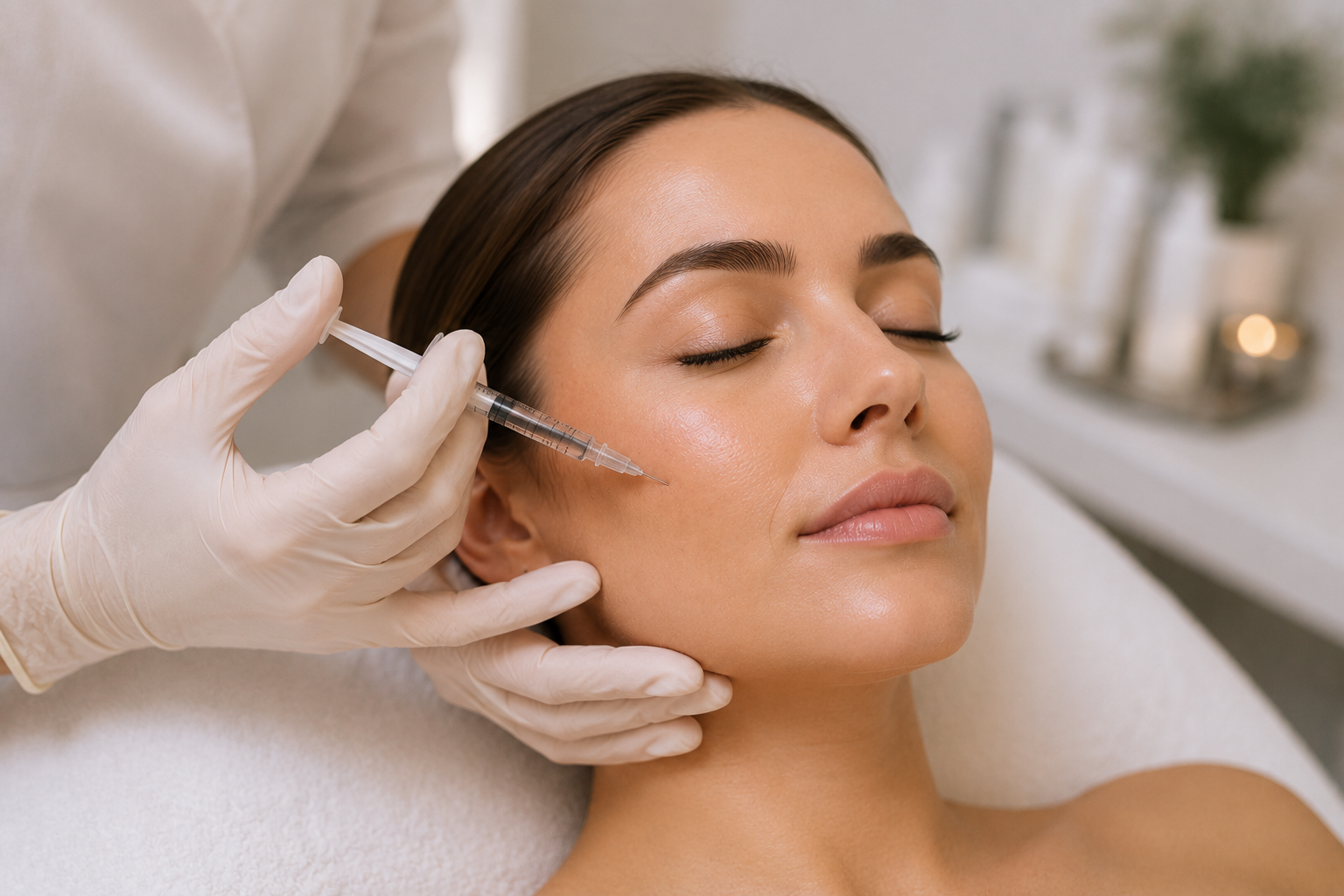 Woman receiving a professional bio-skinbooster treatment at MC Aesthetics in George