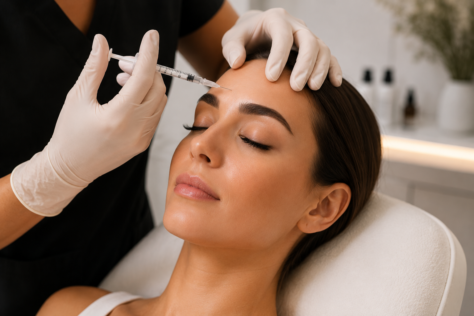 Woman receiving a professional botulinum toxin forehead treatment at MC Aesthetics in George