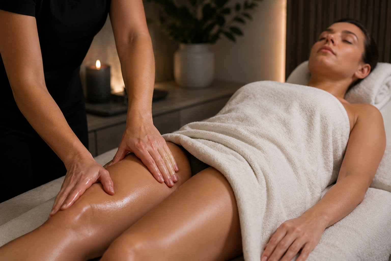 Woman receiving a professional lymphatic massage treatment at MC Aesthetics in George
