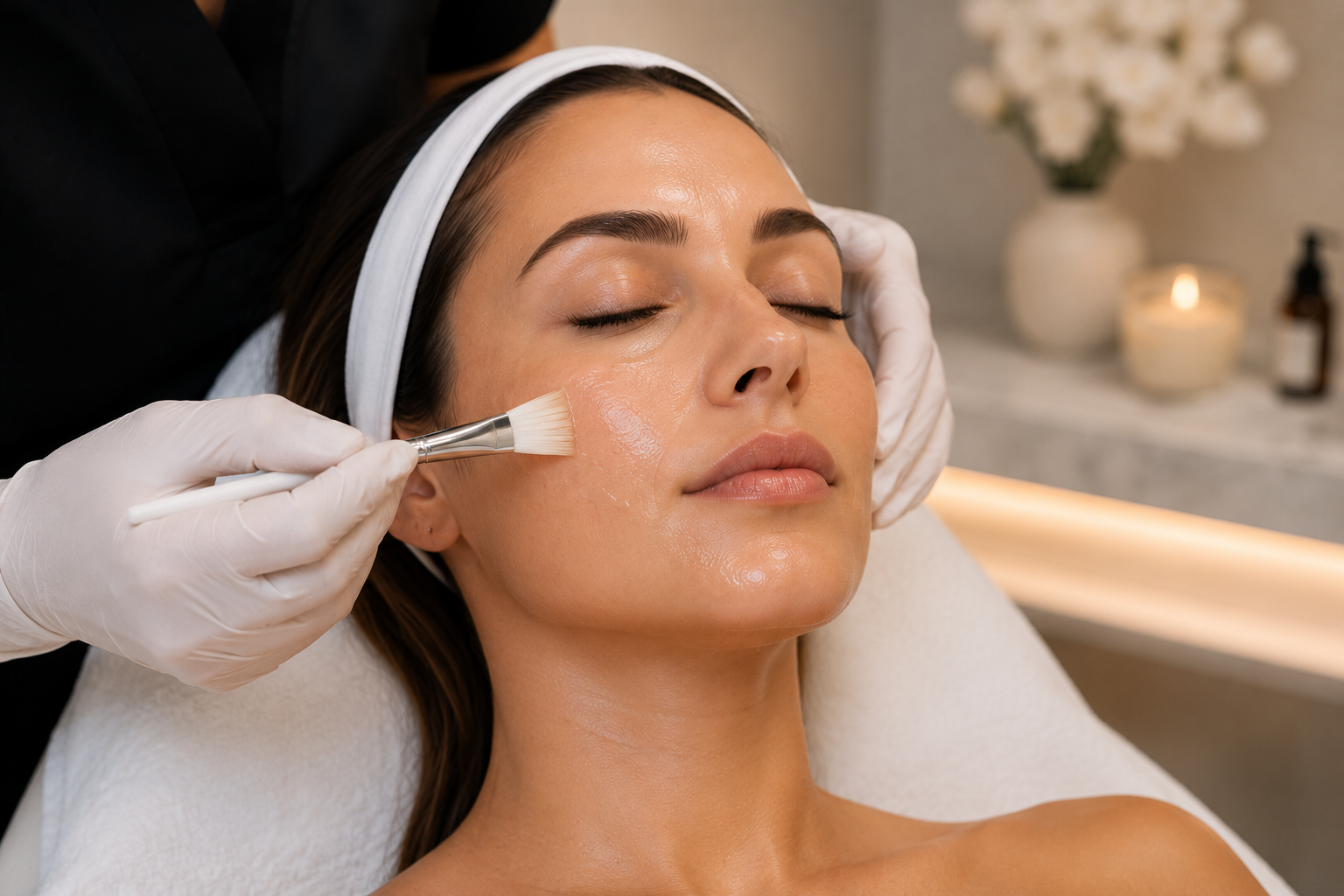 Woman receiving a professional PRX skin biostimulation treatment at MC Aesthetics in George