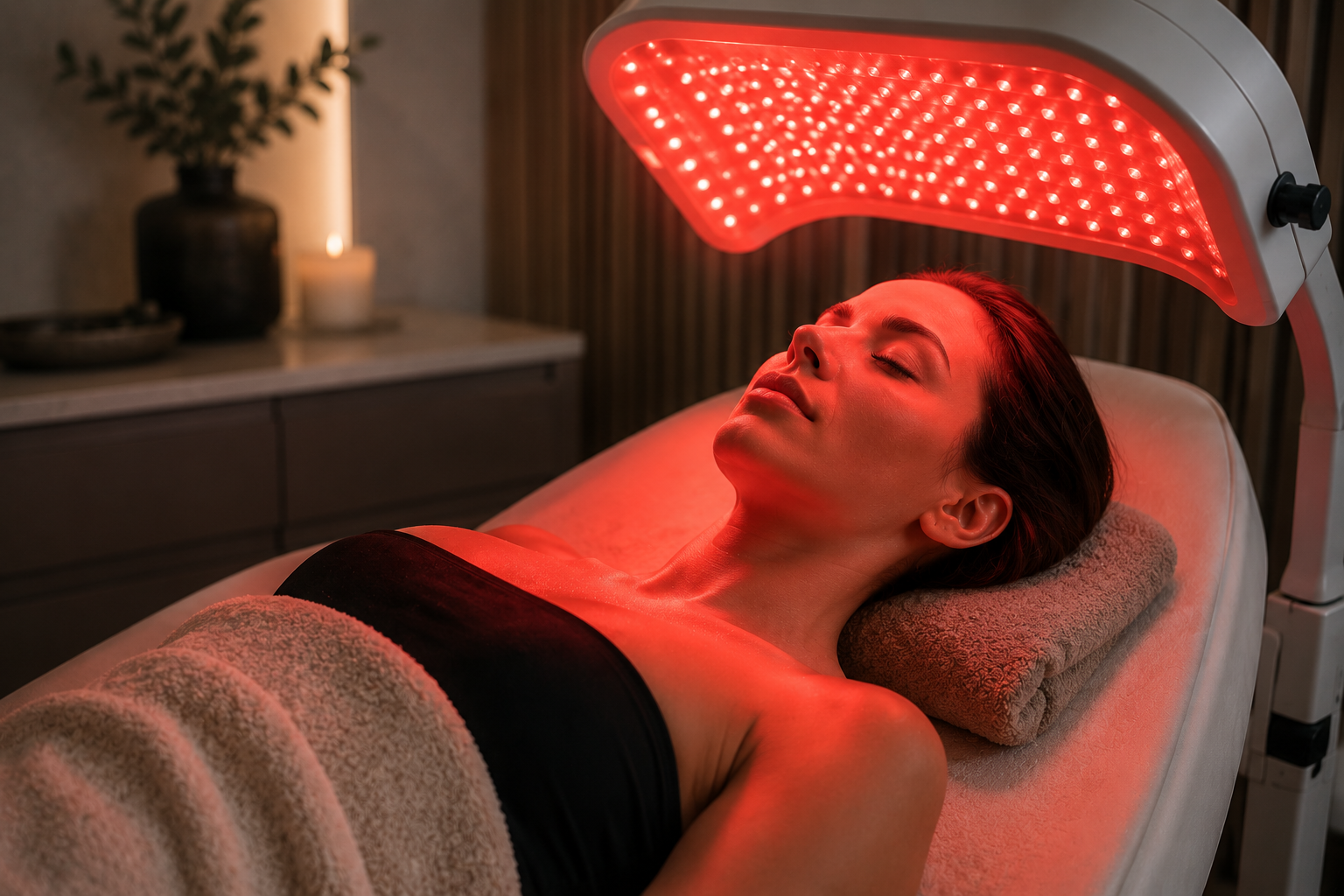 Woman receiving professional red light therapy at MC Aesthetics in George