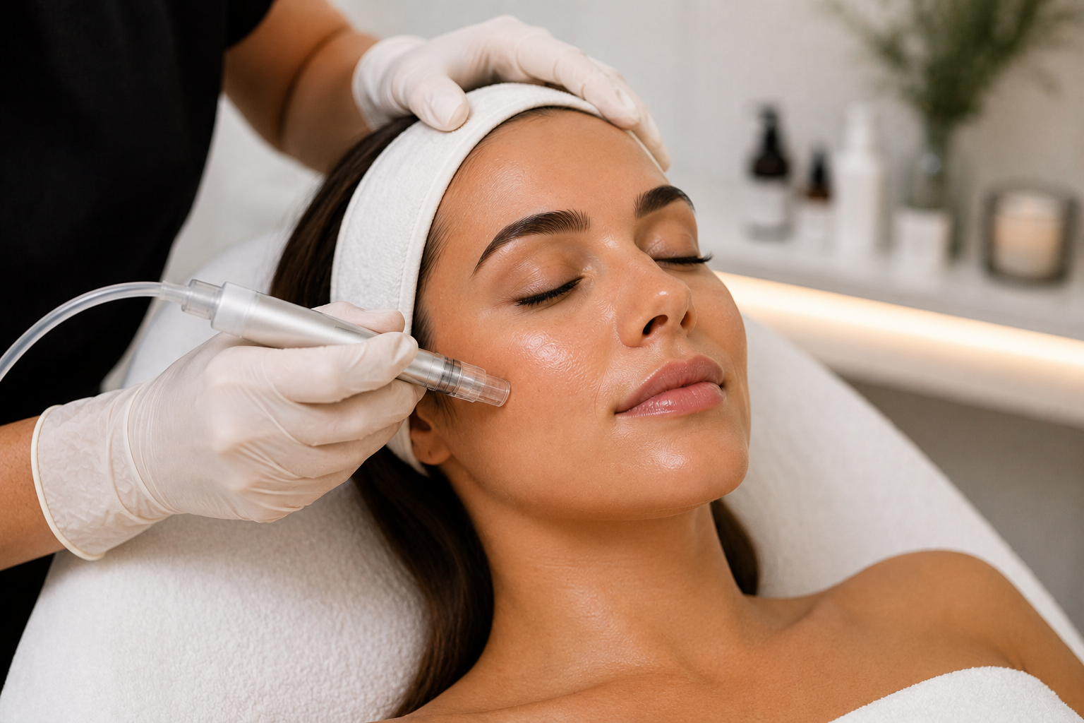 Woman receiving a professional skin hydration treatment at MC Aesthetics in George