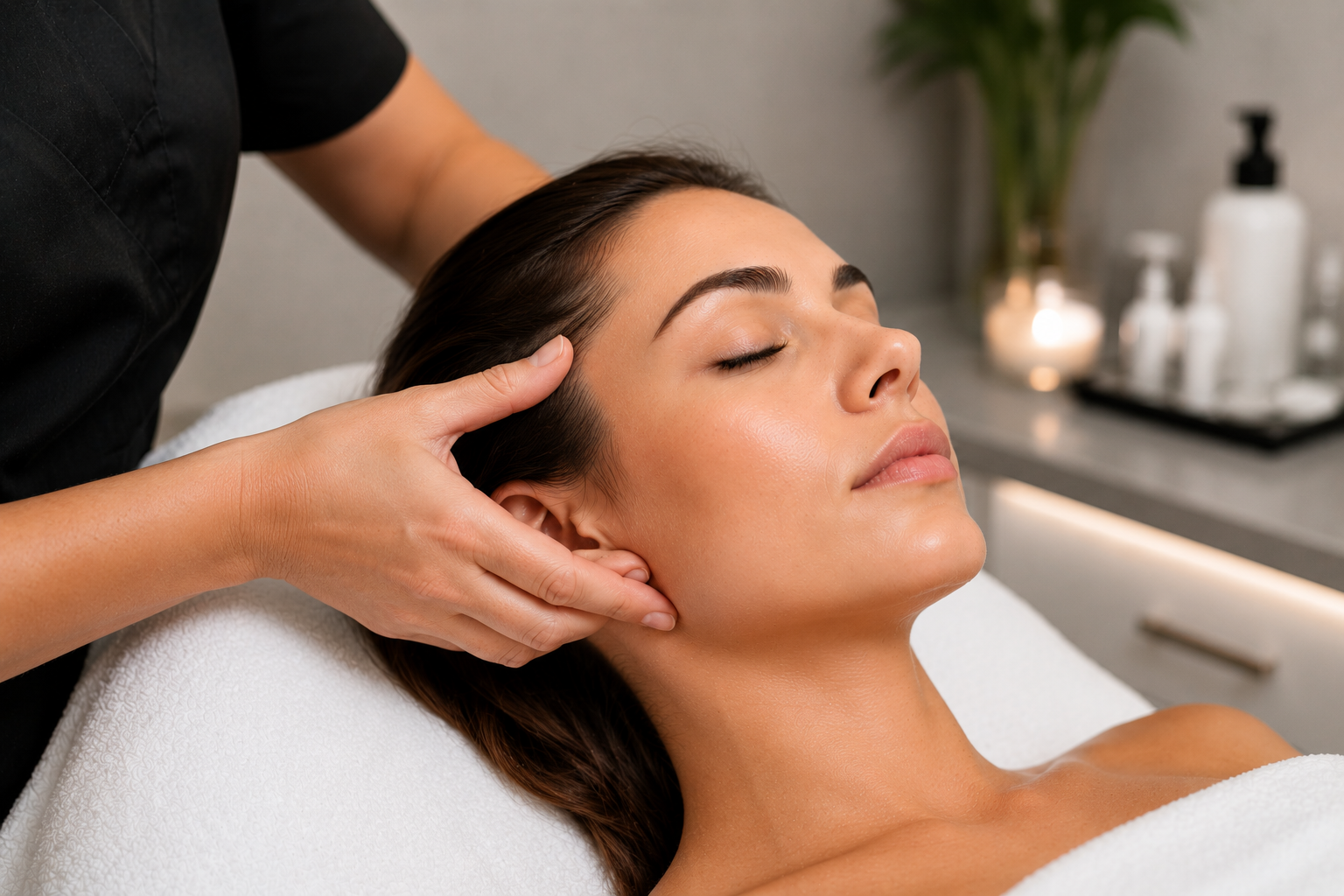 Woman receiving a professional TMJ release treatment at MC Aesthetics in George